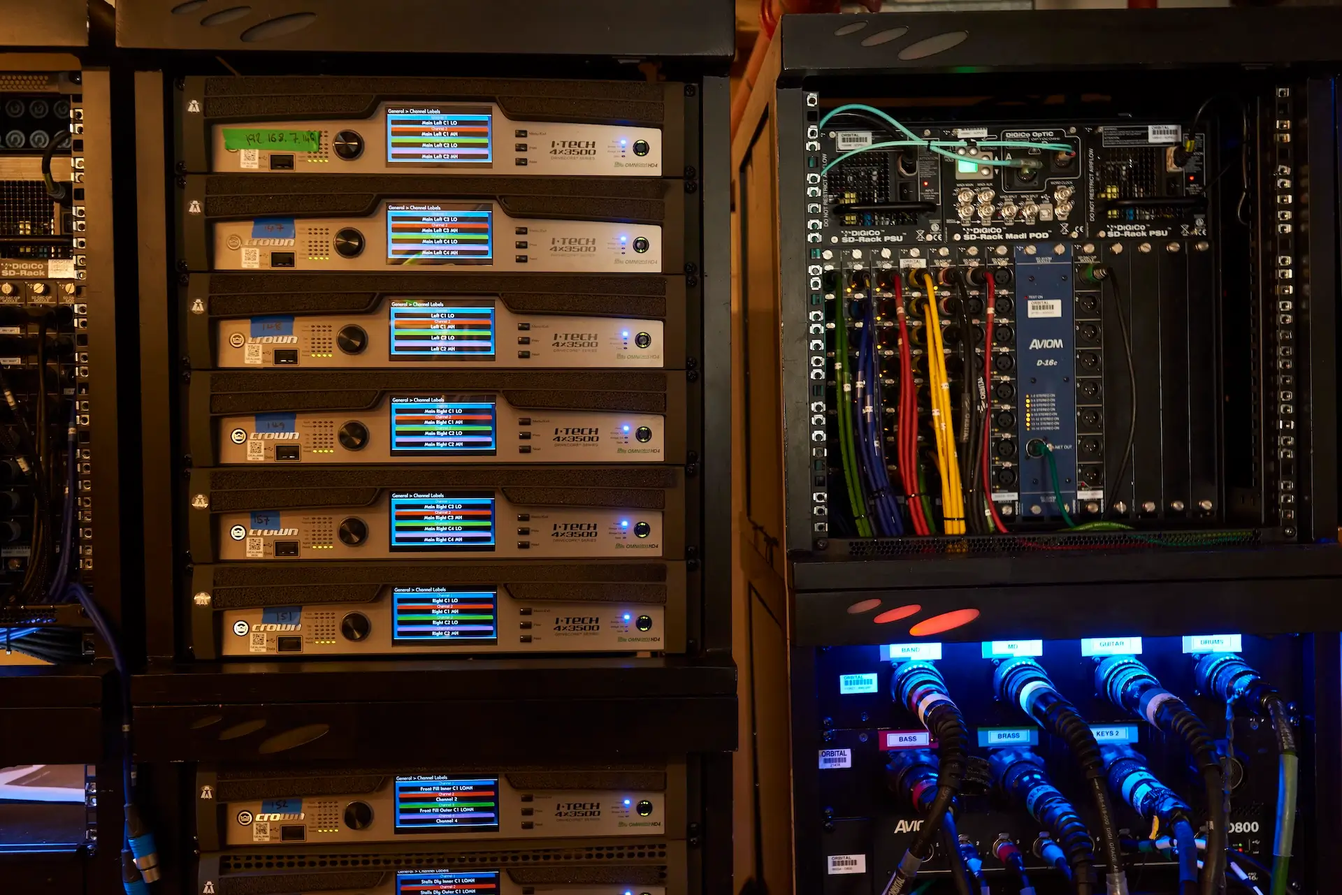 Professional power amplifiers in equipment racks